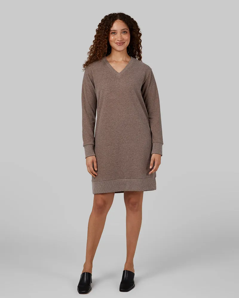 WOMEN'S SOFT SWEATER KNIT VNECK DRESS