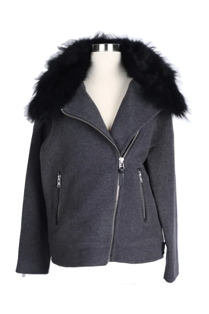 Wool-Cashmere Dress Coat W/ Fur Collar