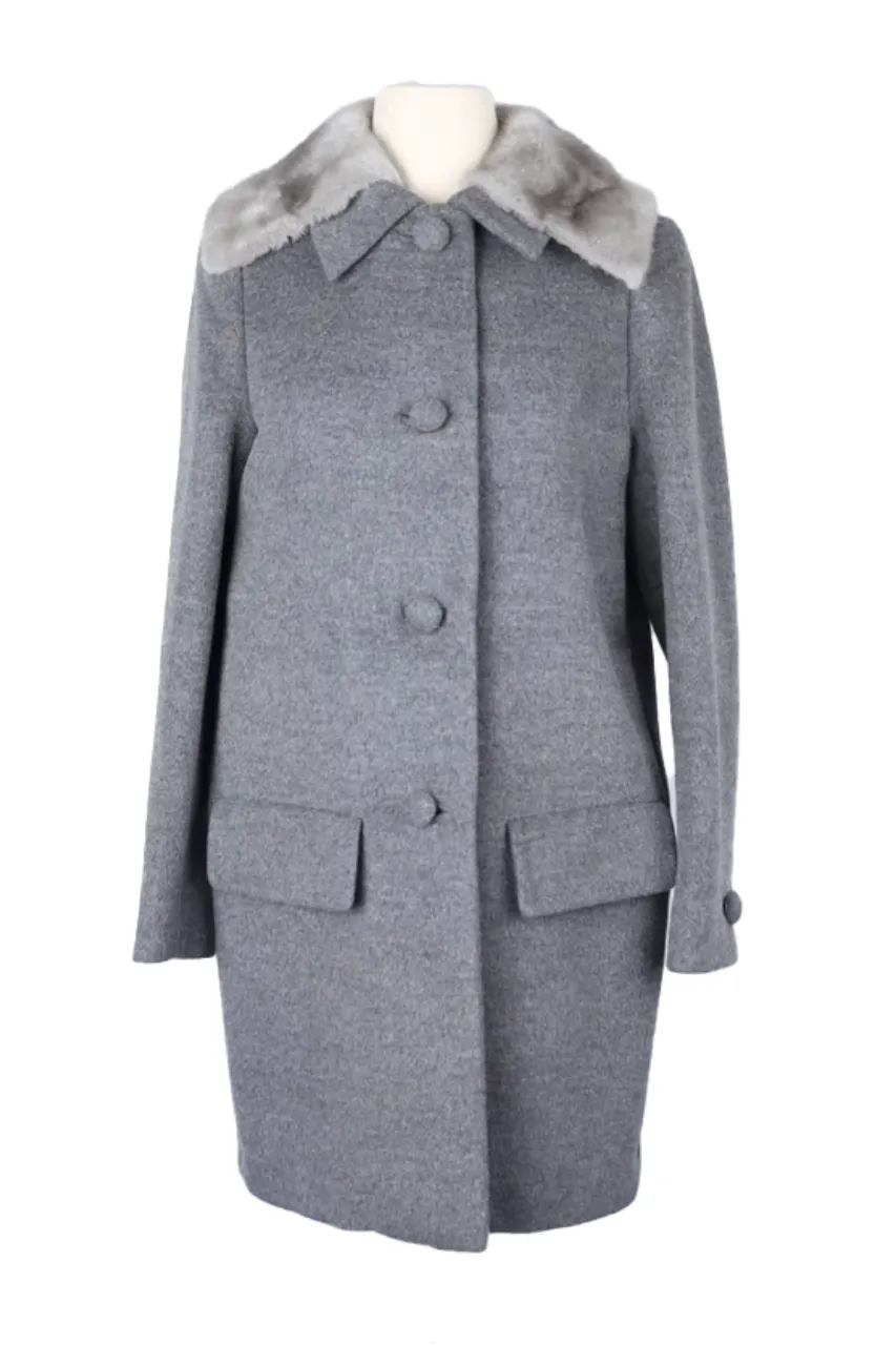 Wool Dress Coat W/ Mink Fur Collar