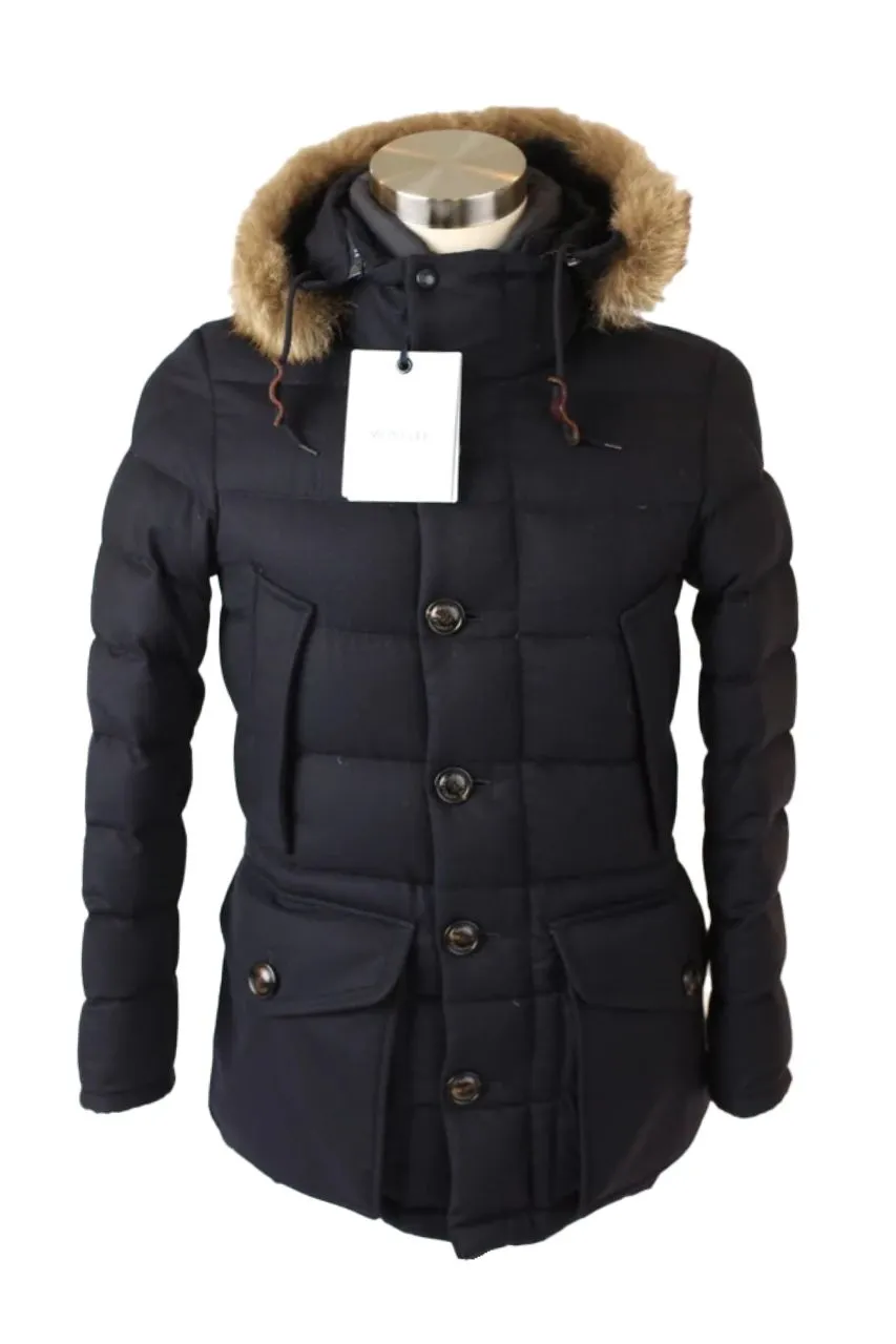 Wool Puffer Jacket W/ Fur Hood